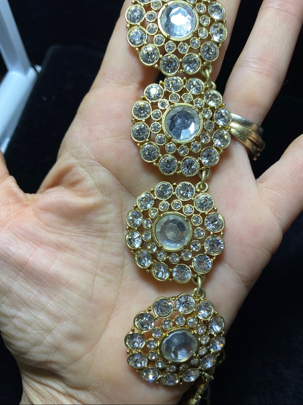 Vintage J.Crew Flower embellished statement collar necklace with Rhinestones
